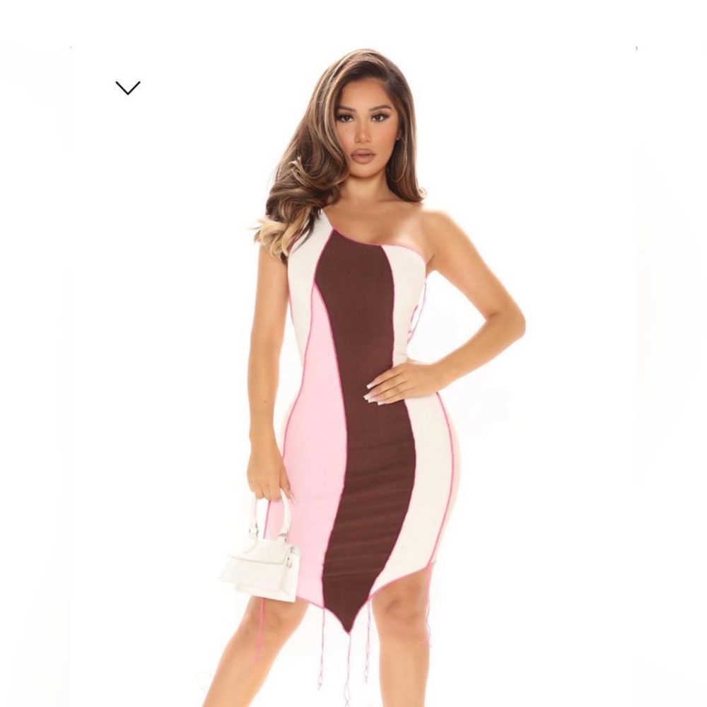 One strap color block Bodycon dress